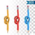 Classic Pencil with Eraser Tied in a Knot Royalty Free Stock Photo