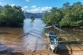 Classic Philippine fishing boat on the background of the sea landscape. Royalty Free Stock Photo