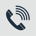 Classic Phone Call Icon with Sound Waves Royalty Free Stock Photo