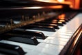 Classic piano keyboard with focused details, a musical masterpieces essence