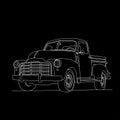 Classic pickup truck vector illustration. Line art transport vehicle. Vector and illustrations. Royalty Free Stock Photo