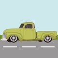 Classic pickup truck vintage vector illustration flat Royalty Free Stock Photo