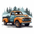 Classic Pickup Truck on White Background