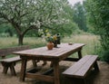 Classic picnic with flowers Royalty Free Stock Photo