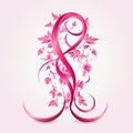 Classic Pink Ribbon Dangling on Clean White Background