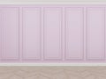 Classic pink wall with wood floor,