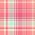 Classic plaid pattern featuring warm pink and light blue. Versatile backdrop for designs, textures, and textiles. Great for Royalty Free Stock Photo