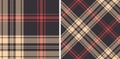 Classic plaid pattern vector in brown, coral, beige.