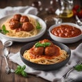 A classic plate of spaghetti with marinara sauce and meatballs2