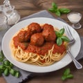 A classic plate of spaghetti with marinara sauce and meatballs4
