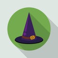 Classic Pointy Witch Flat Hat, Vector Illustration