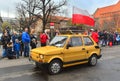 Classic Polish car Polski Fiat 126p during a parade