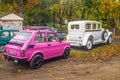 Classic Polish car Polski Fiat 126p in pink Royalty Free Stock Photo