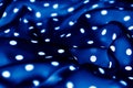 Classic polka dot textile background texture, white dots on blue luxury fabric design pattern Royalty Free Stock Photo