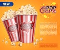 Classic popcorn movie theater snacks vector promotional background