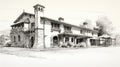 Classic Post-and-beam Architecture Sketch From 1800s Wine Country Italy