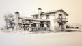 Classic Post-and-beam Architecture Sketch From 1800s Wine Country Italy