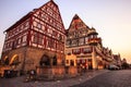 Classic postcard twilight view of the medieval old town of Rothenburg ob der Tauber, Bavaria, Germany