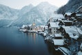 Hallstatt at twilight in winter, Salzkammergut, Austria Royalty Free Stock Photo