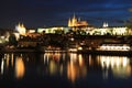 Classic Prague - night view to old buildings and street ,  Czech Republic Royalty Free Stock Photo