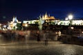 Classic Prague - night view to old buildings and street , Czech Republic