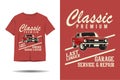 Classic premium garage service and repair silhouette t shirt design