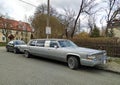 Old vintage veteran classic full size luxury limo sedan car Cadillac Brougham 5.7 litre V8 Royalty Free Stock Photo