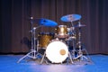 Classic professional basic drum kit set on a stage