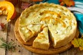 Classic Quiche Lorraine Pie with Pumpkin and Feta Cheese