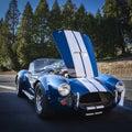 Classic rare American muscle car, blue Ford Shelby Cobra 427 in Placerville CA Royalty Free Stock Photo