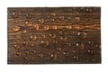 Classic rectangular wooden dark board in drops of water