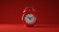 The Classic Red Alarm Clock. AI generated Royalty Free Stock Photo