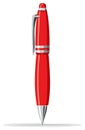 Classic red ballpoint pen with chrome clip and tip isolated vector graphic illustration Royalty Free Stock Photo