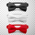 Classic red  black  white bow ties for formal occasion. Traditional elegant male neckties Royalty Free Stock Photo