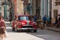 Classic Red Car Havana Streets Cuba Royalty Free Stock Photo