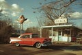 Vintage Red Beauty at Refuel Stop