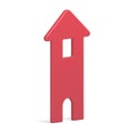 Classic red castle tower village house with triangle roof arch entrance slim figure isometric vector