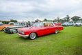 Classic red Chevrolet Impala sedan in outdoor car show Royalty Free Stock Photo