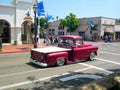 Classic red Chevrolet pickup truck around the streets of Santa Barbara, California, U.S.A