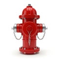 Classic red fire hydrant with silver chains on white background Royalty Free Stock Photo
