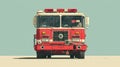Classic Red Fire Truck Front View on Solid Background Royalty Free Stock Photo