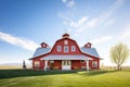 classic red gambrel roof barn in rural setting