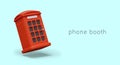 Classic red phone booth, symbol of Britain. Realistic vector object Royalty Free Stock Photo