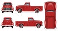 Classic Red Pickup Truck Vector Mockup