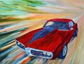 Classic Red Pontiac Firebird American muscle car with abstract speed affect background Royalty Free Stock Photo