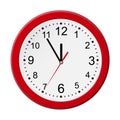 Classic red round wall clock isolated on white. Vector illustration Royalty Free Stock Photo