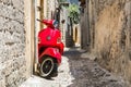 Classic red scooter Royalty Free Stock Photo