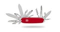 Classic red Swiss Army knife with tools deployed Royalty Free Stock Photo