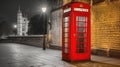 Classic, red telephone booth in front of the Tower of London, Generative AI Royalty Free Stock Photo