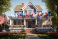 Classic red white and blue decorations adorning. Generative ai